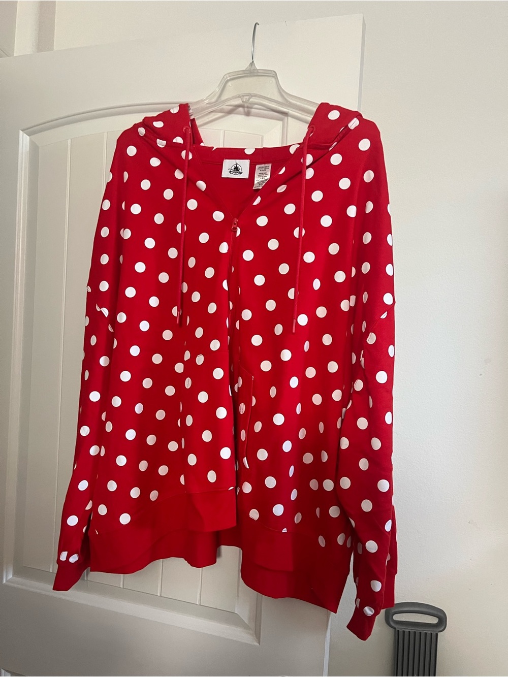 Disney Red White Polka Dot Minnie Mouse Hoodie Sweatshirt - Picture 3 of 3